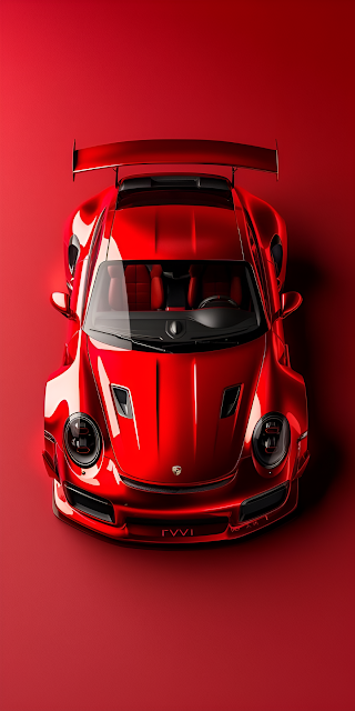 Monochromatic Red Race Car Top View Studio Shot - Free mobile Wallpaper