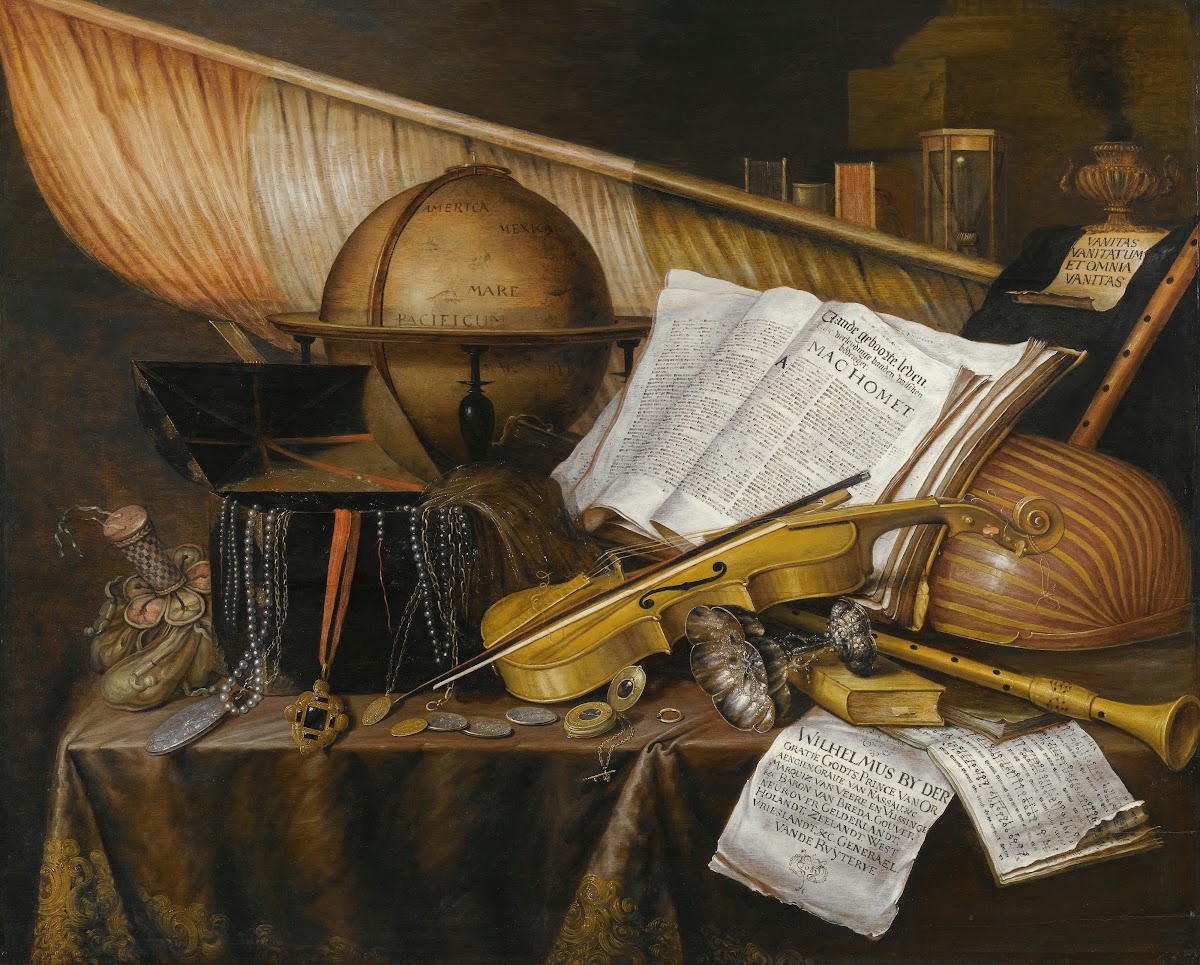 A Vanitas Still Life With Books And Leaflets