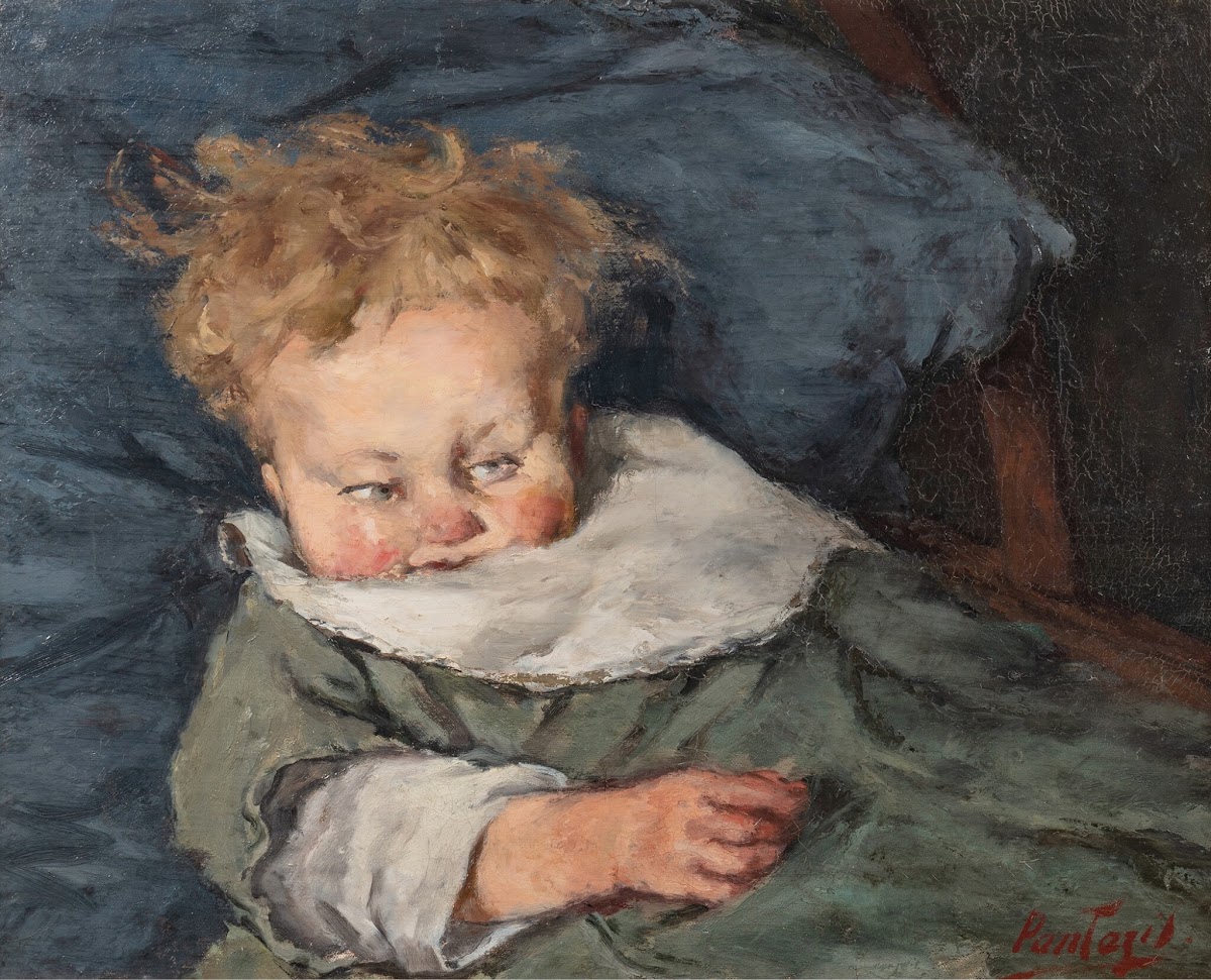 Child in cradle the artist son