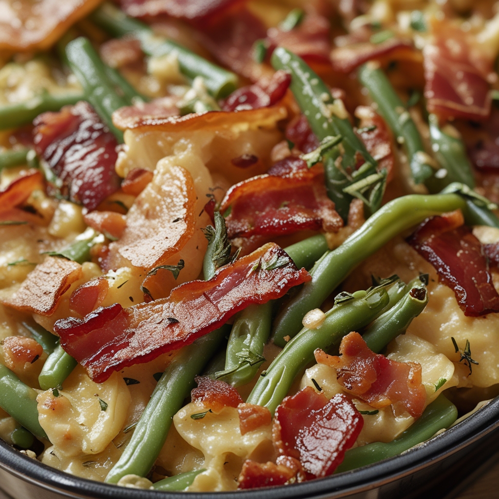 Bacon Loaded Green Bean Casserole - Easy Comfort Food Side Dish finished