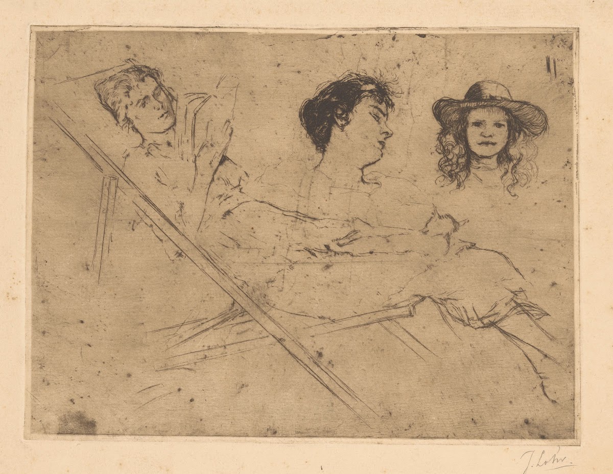 Study of a Woman in a Deckchair and Two Heads 20th century