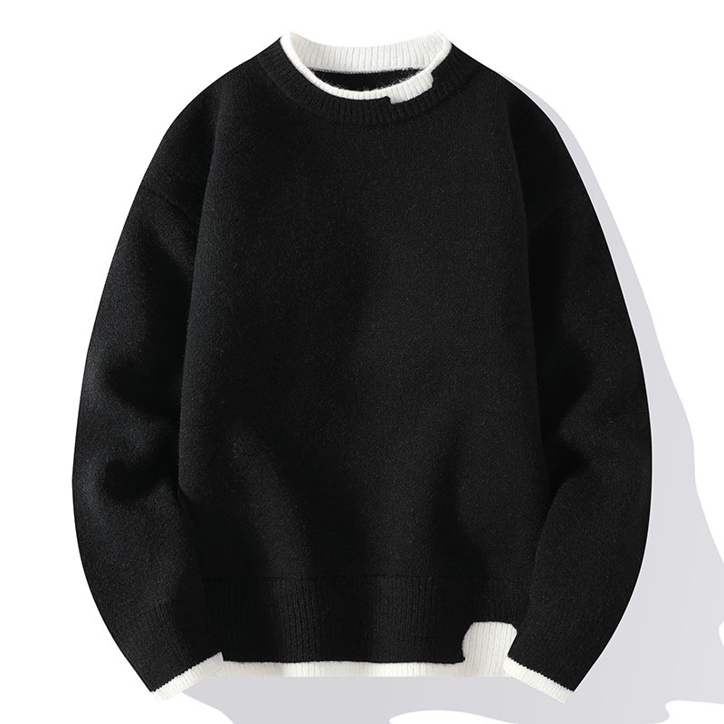 Men's knit sweater in faux-layer look, fashionable and comfortable