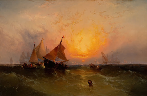 Ships at Sunset New York Harbor Sunset circa 1872