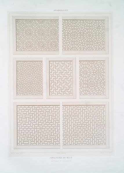 Arabesques grillages en bois ensemble et fragments 1877