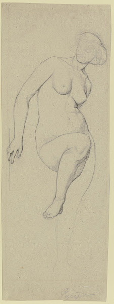 In einem Boot stehende Frau als Aktfigur aus dem Gastmahl des Reichen ca 1855