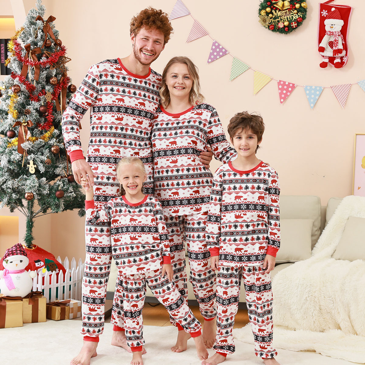 Familien-Schlafanzug-Set mit Karomuster