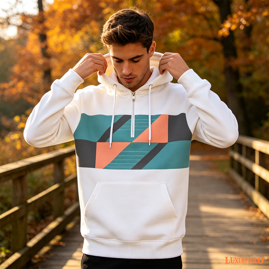 2D Ribbed Half‑Zip Hoodie
