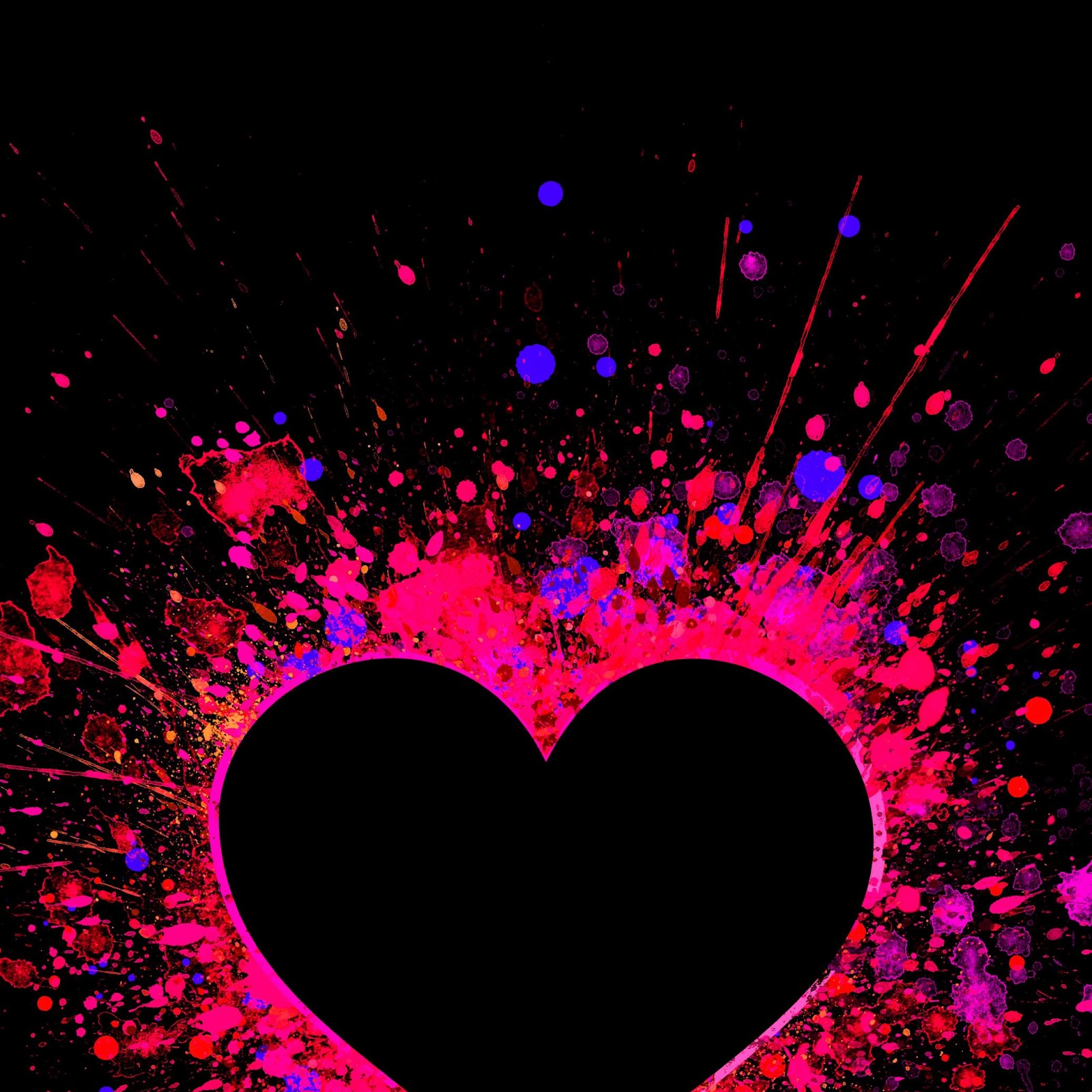Download Neon Pink Splatter Heart 2K iPhone