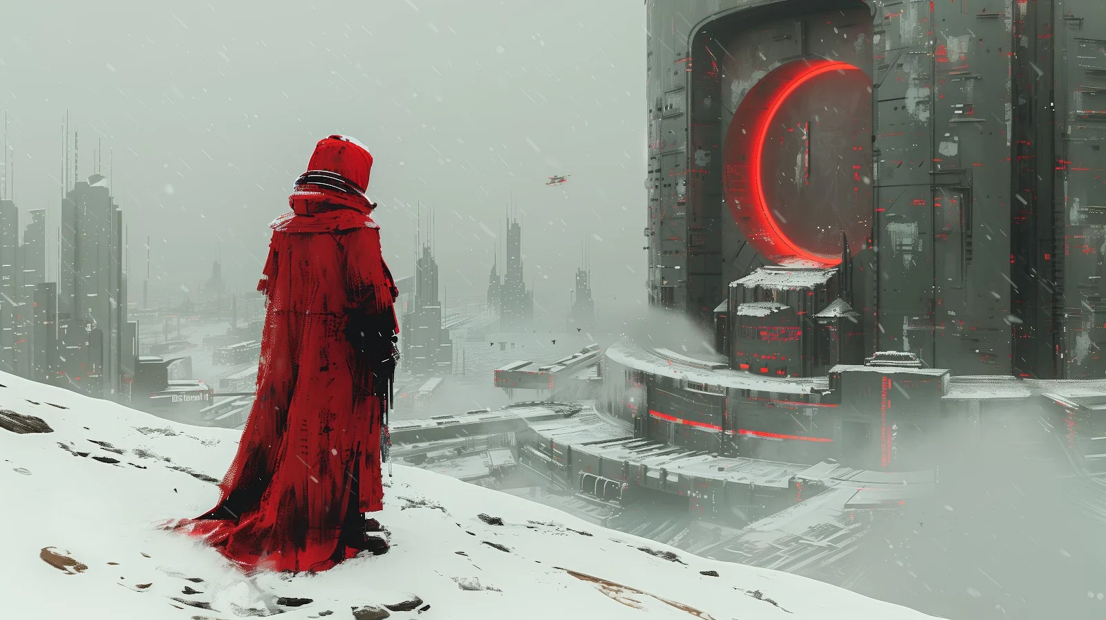 A Stunning Ai Art, Red, Snow, Illustration, Science Fiction 5K Desktop and Mobile Wallpaper Background (5824x3264)