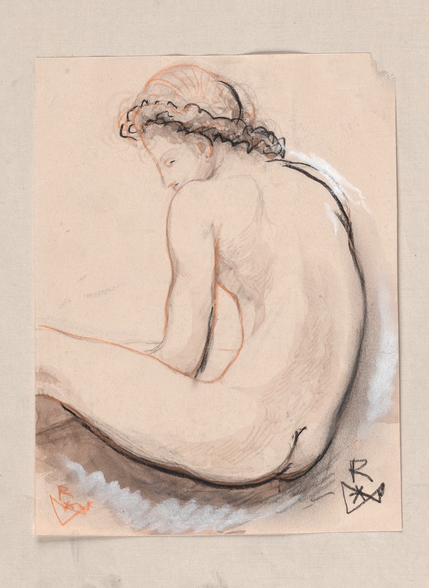 Nude figure sitting 1900