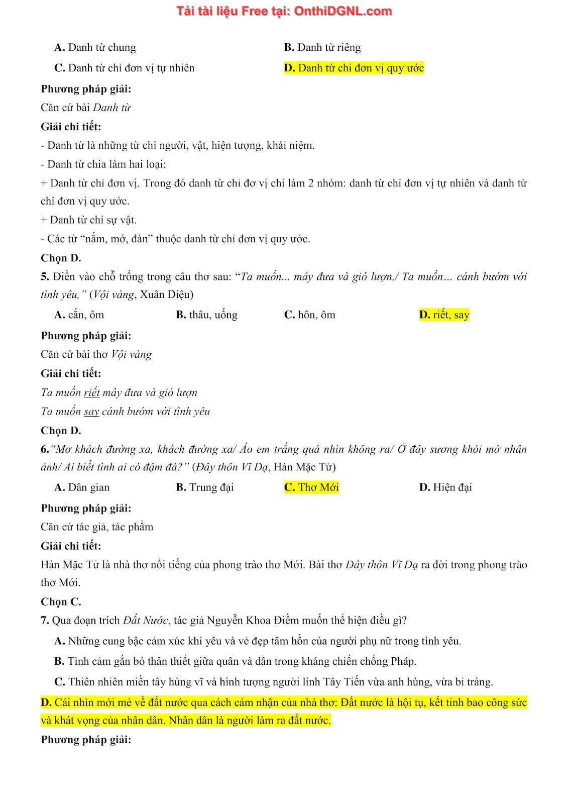 500 bài tập môn Ngữ Văn - Ôn thi ĐGNL ĐHQG TP HCM Phần 13