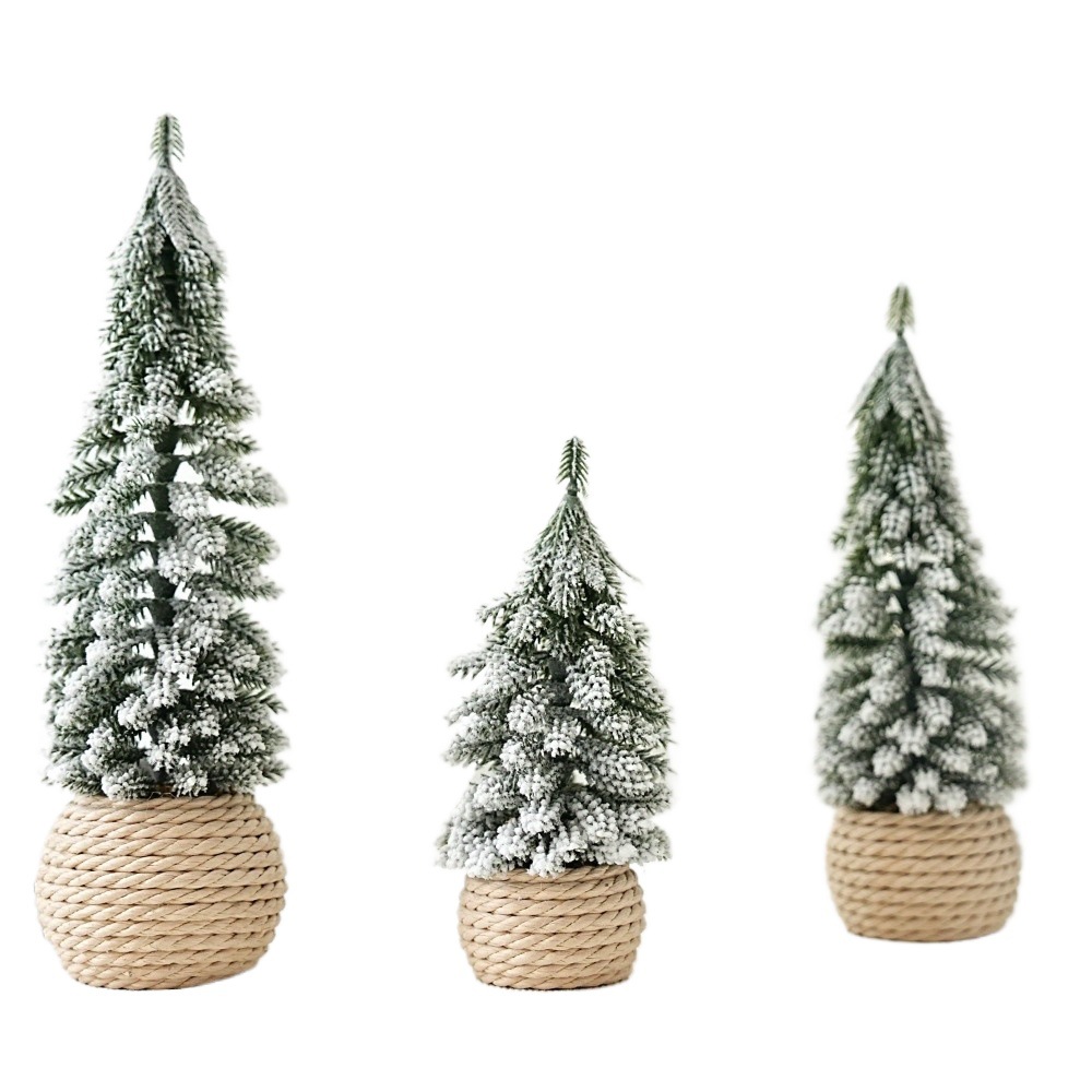 Mini-Weihnachtsbaum mit Beflockung, PE, Tischdekoration