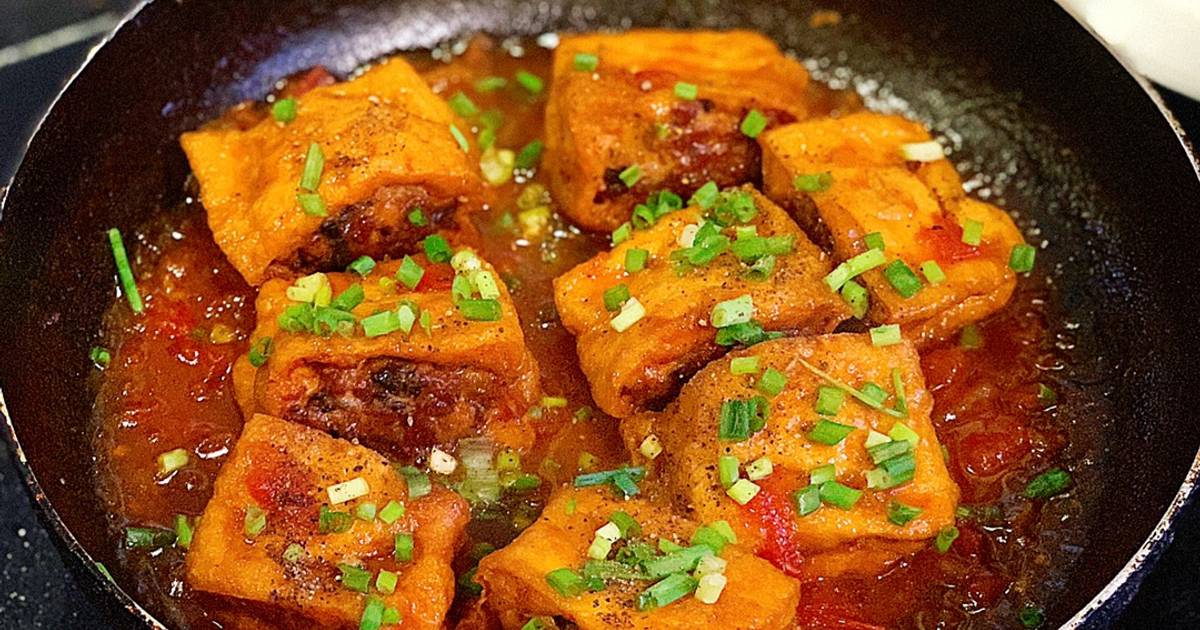 Đậu hũ nhồi thịt sốt cà