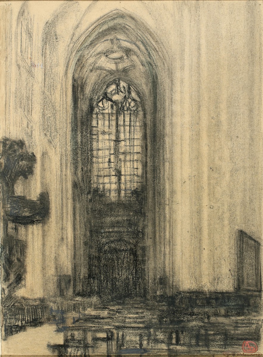 Interior of Saint Peters Church in Louvain 19th century