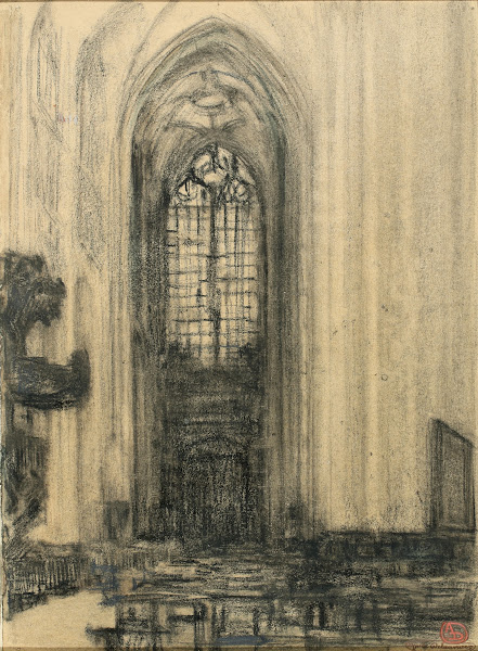 Interior of Saint Peters Church in Louvain 19th century