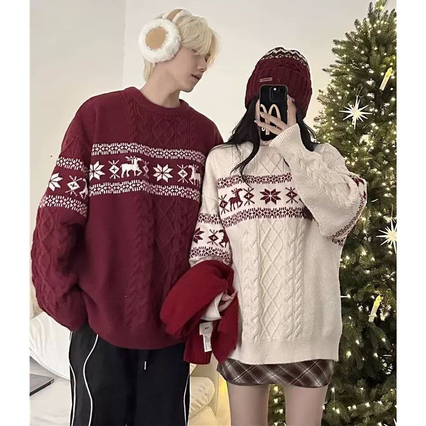 Fair-Isle sweater with reindeer pattern