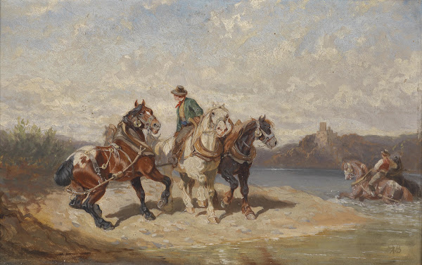 Treidelpferde an der Donau