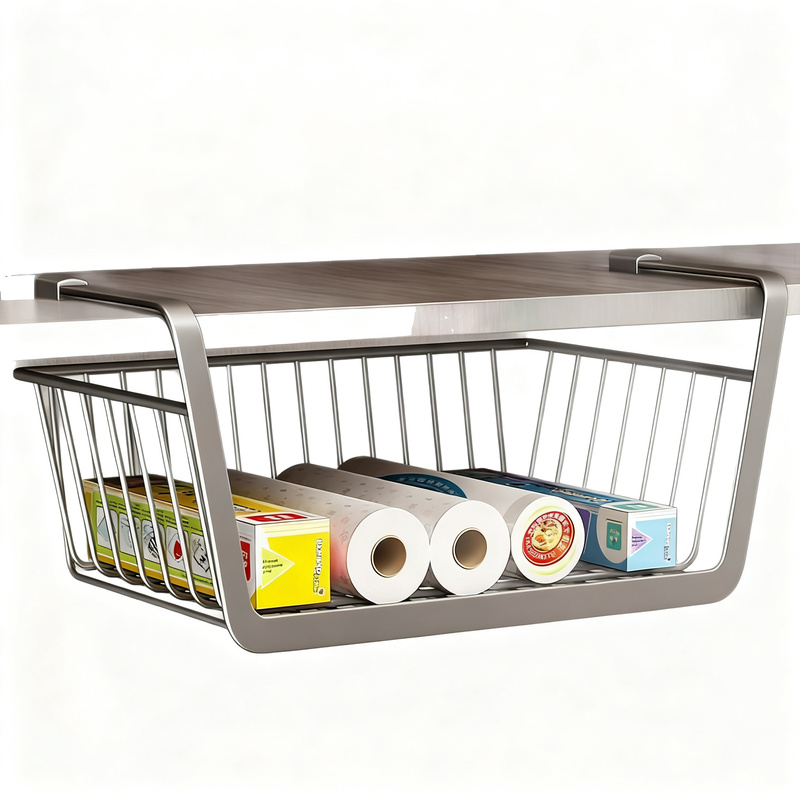 Extendable hanging basket for kitchen cabinets