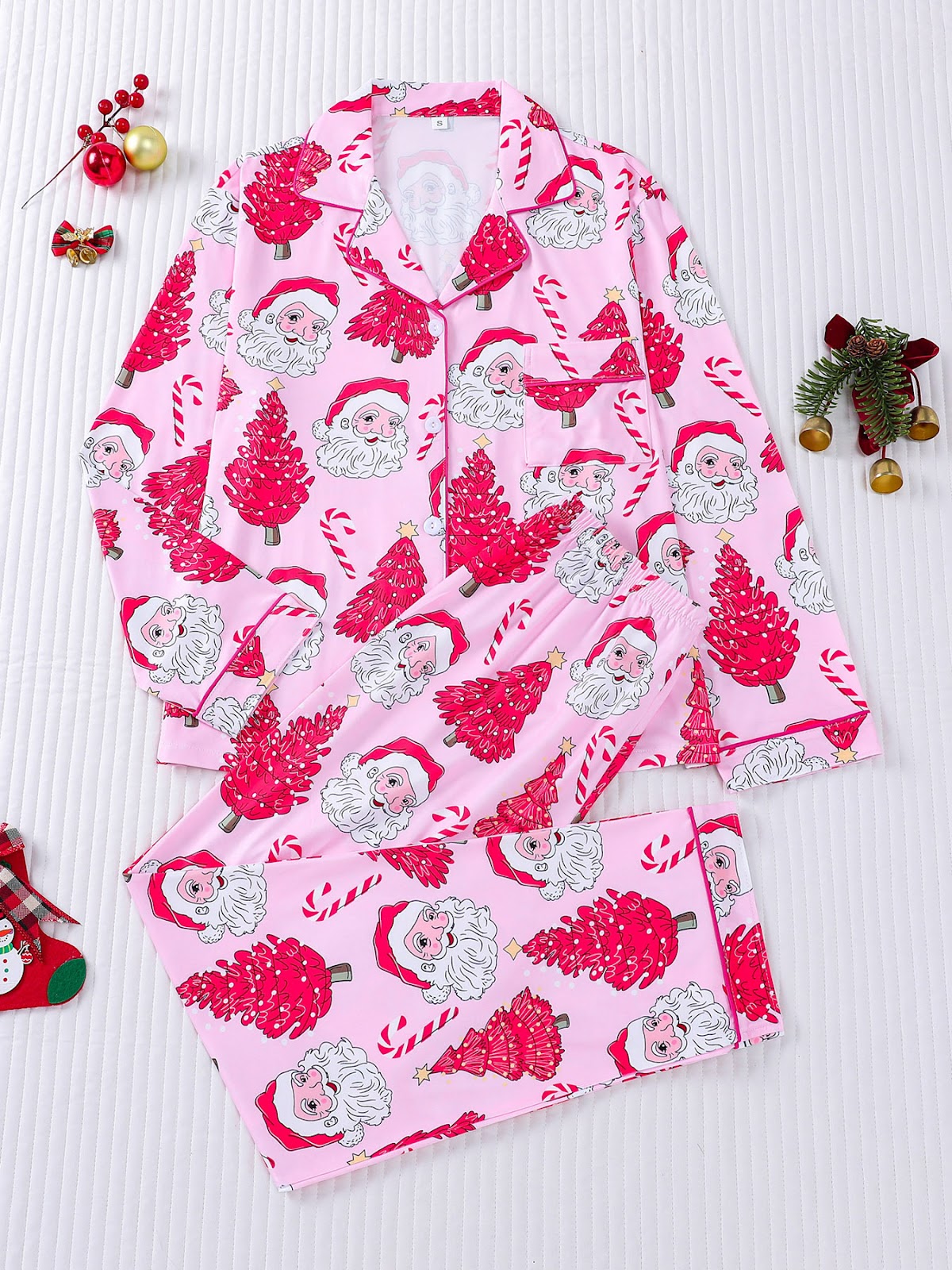 Christmas Loungewear Set with Candy Cane Pattern
