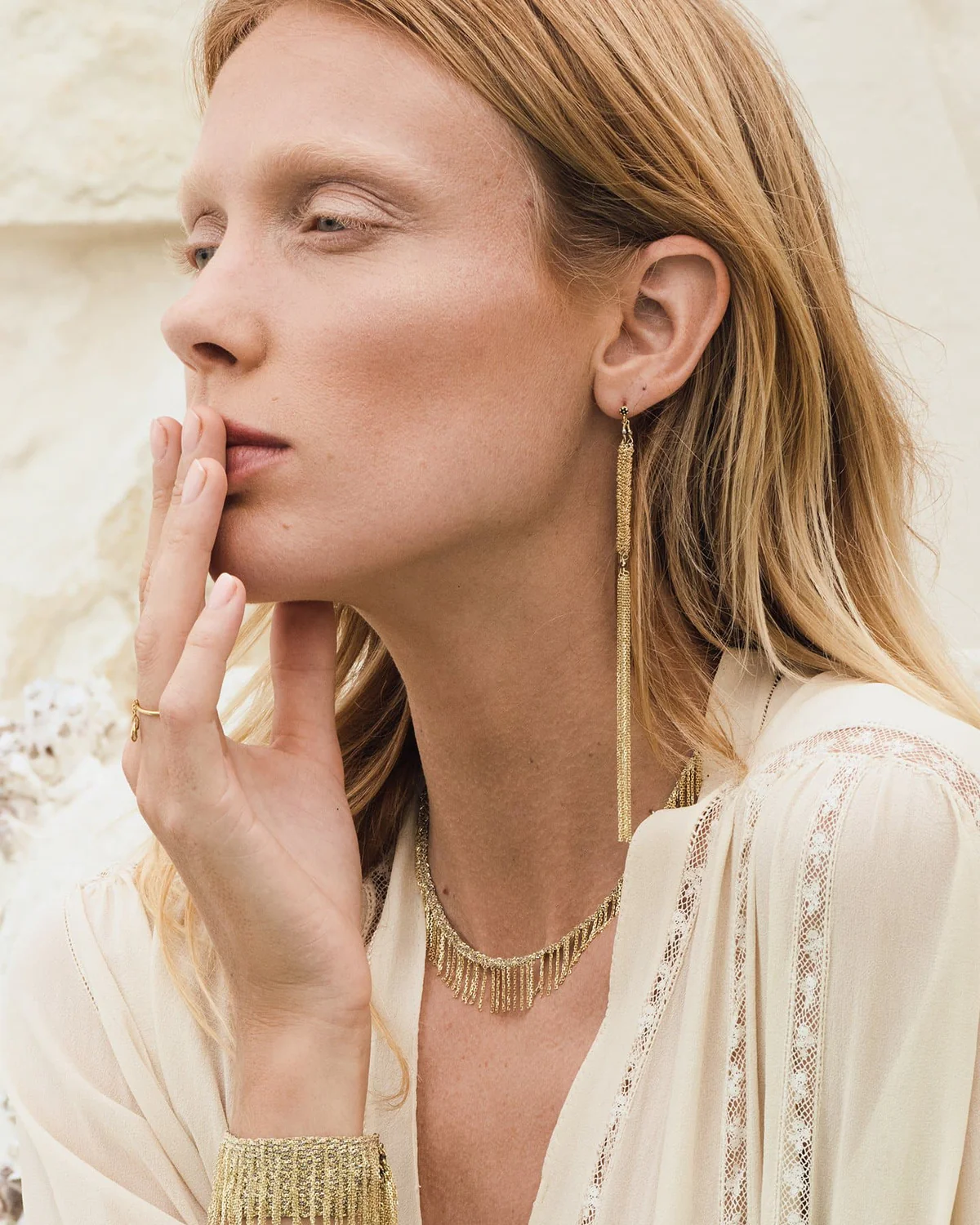 Экстра длинные плетенные серьги GOLD