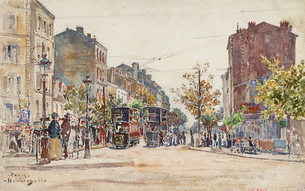 Tramways à impériale dans une avenue de Paris en 1901 1900