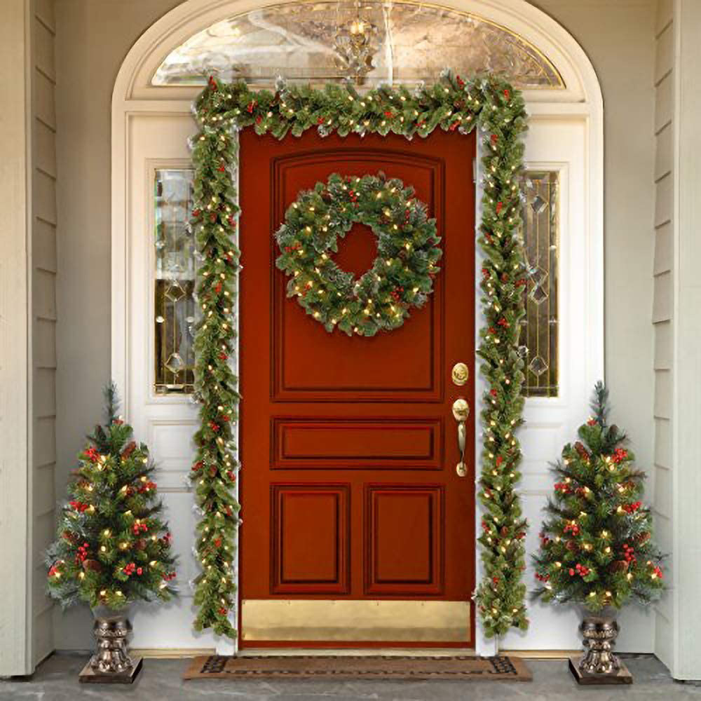 Christmas wreath and garland for festive wall decoration