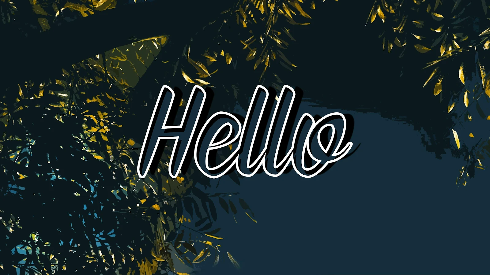 Stylized Hello Word With Foliage - Digital Text Graphic 2K Wallpaper (3840x2158)