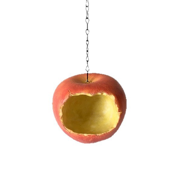 Vogelfutterspender in Apfelform aus Kunstharz