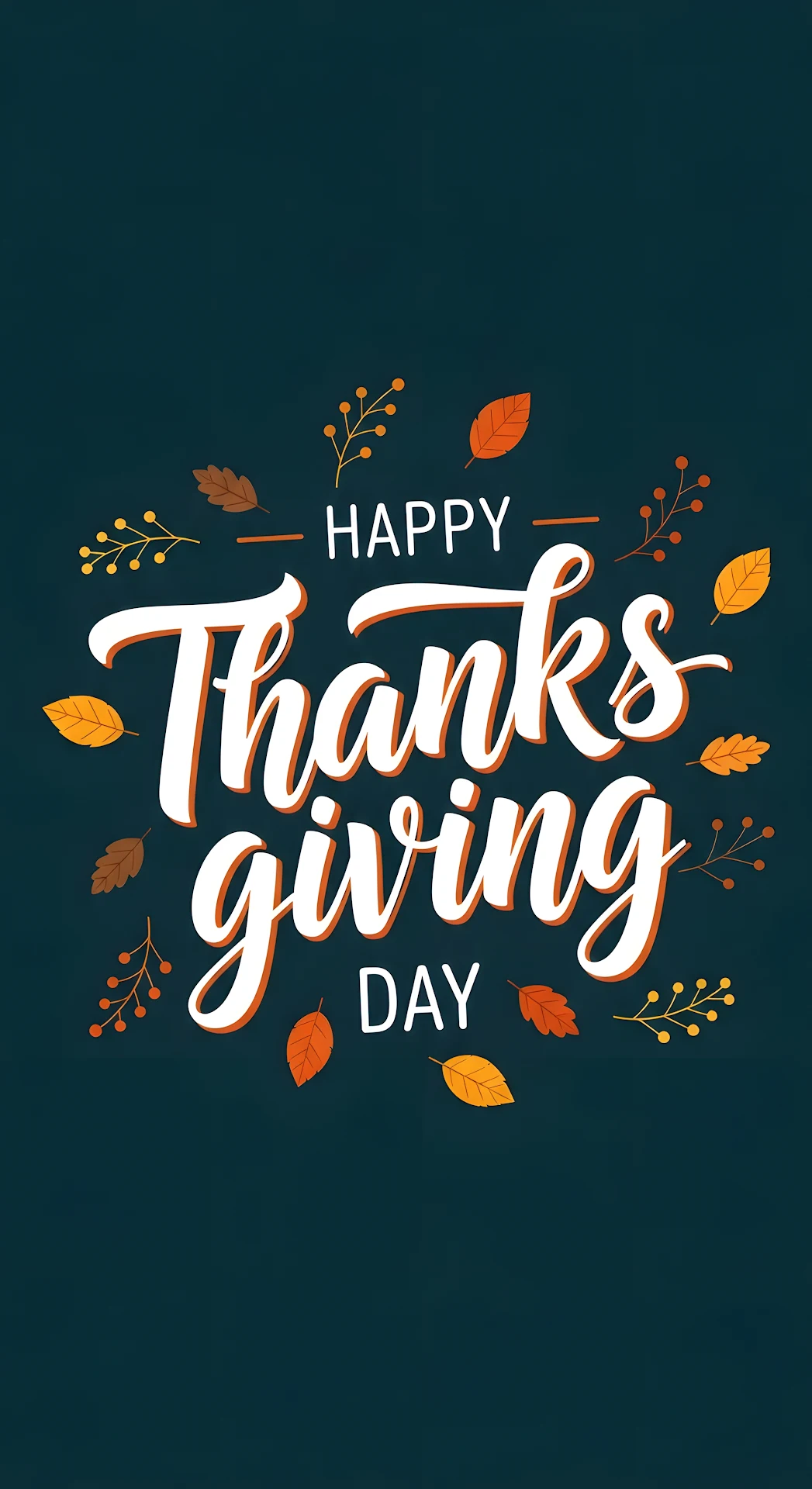 Happy Thanksgiving Day Typography Autumn Leaves Greeting - Free 4K mobile Wallpaper