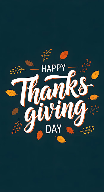 Happy Thanksgiving Day Typography Autumn Leaves Greeting - Free mobile Wallpaper
