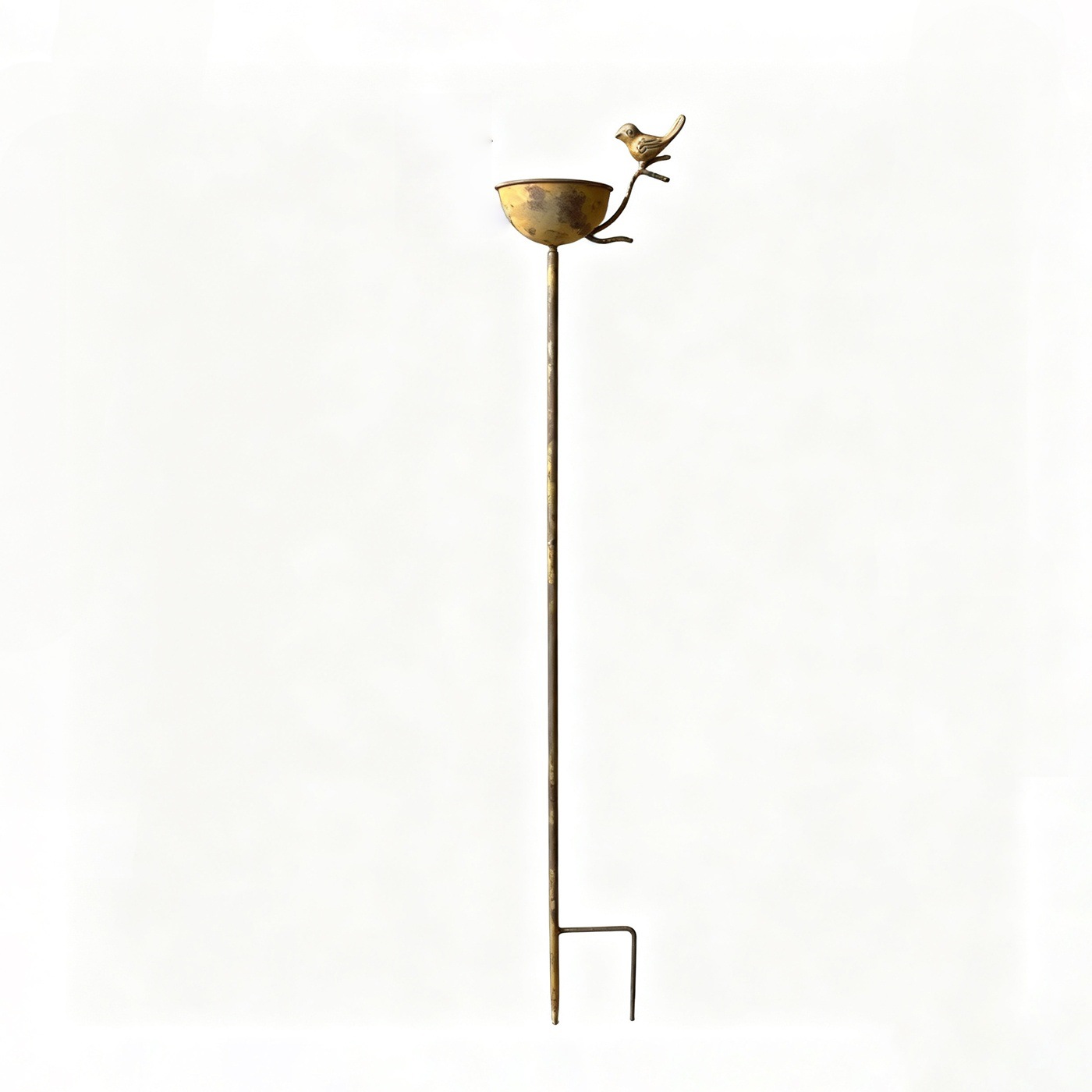 Garten-Vogeltränke aus Eisen mit Vögeln, Rost-Optik