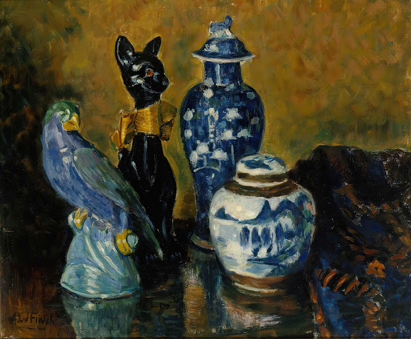 Still Life with Blue Figurines