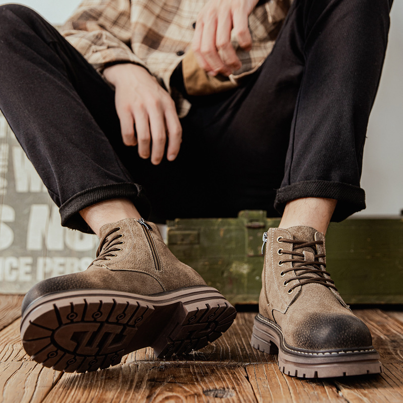 Men's Zip-Up Boots, Pig Leather, Lined