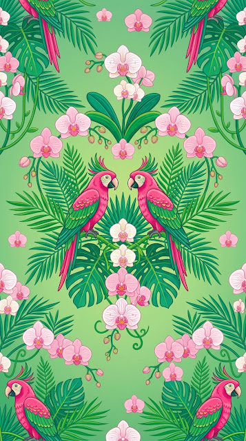 Tropical Rainforest Seamless Pattern Vector Illustration - Free mobile Wallpaper
