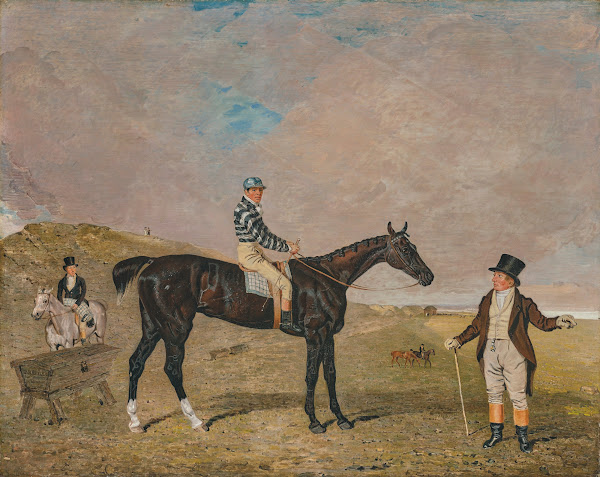 Bravura an iron grey filly with James Robinson up with her owner Sir Robert Keit