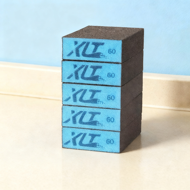 Scouring sponge with grit for pots and pans