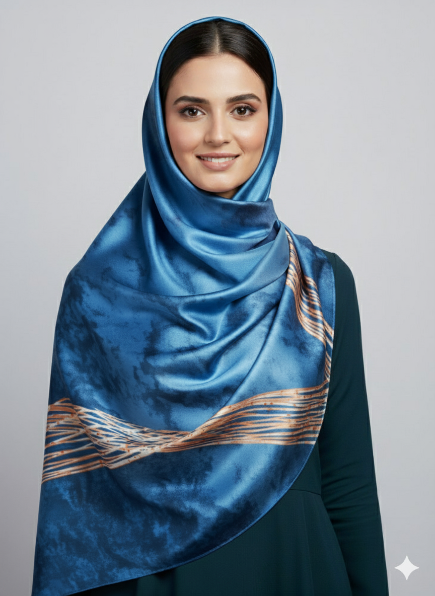 Ombre Blue Hijab | Satin Scarf