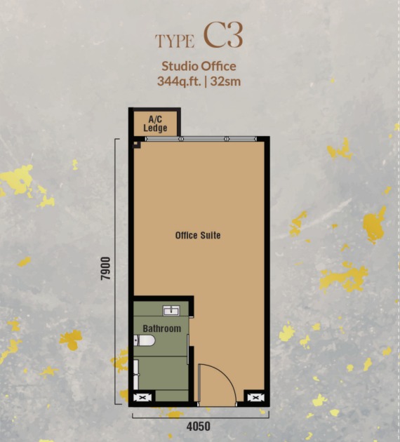 Branniganz Type C3 floor plan — 622 sq ft, 1 bedrooms