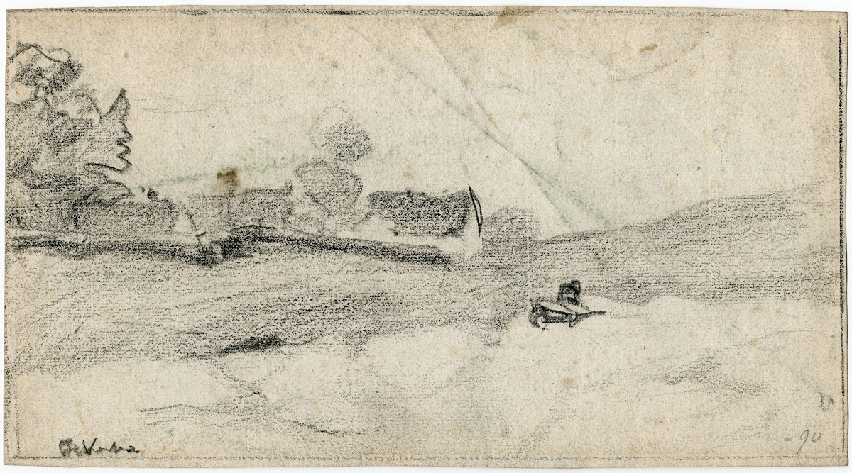 Barrow in a landscape with farmhouse 1890