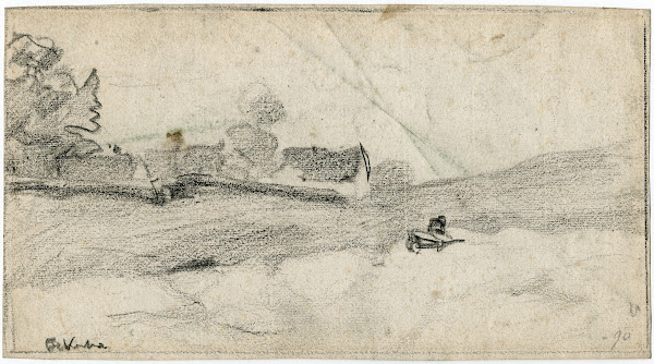 Barrow in a landscape with farmhouse 1890