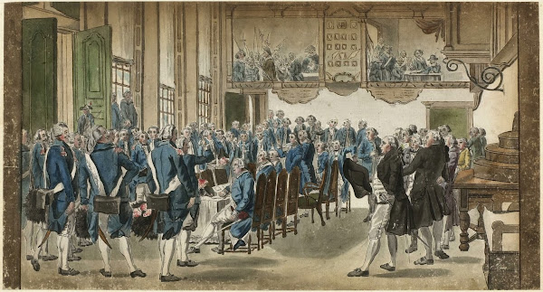 Exercitiegenootschap Pro Aris et Focis beëdiging in de Grote Zaal van de Doelen