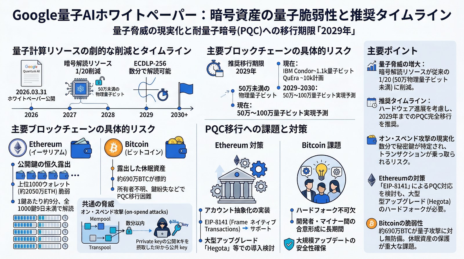 Google、暗号資産の量子脆弱性に関するホワイトペーパーを公開：耐量子暗号への移行期限を2029年と推奨