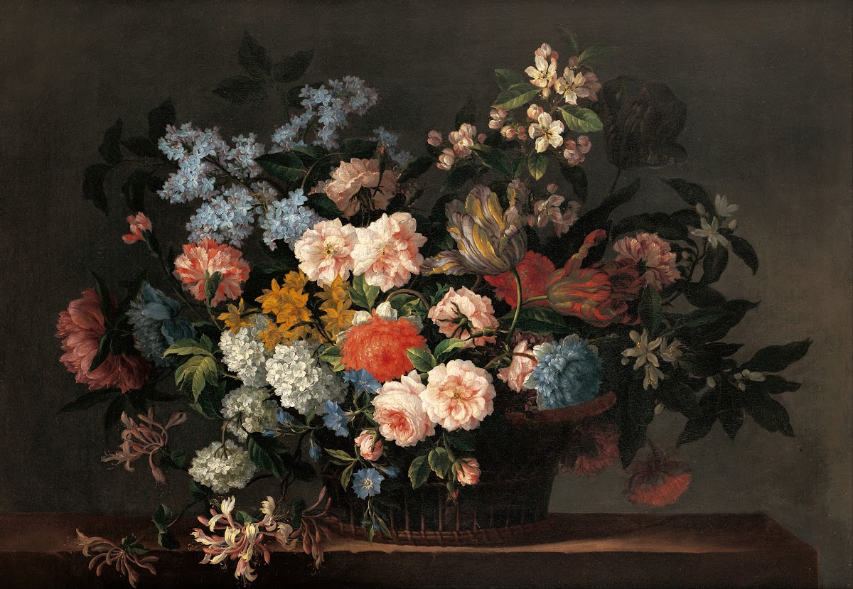 Still life with basket of flowers 1690s