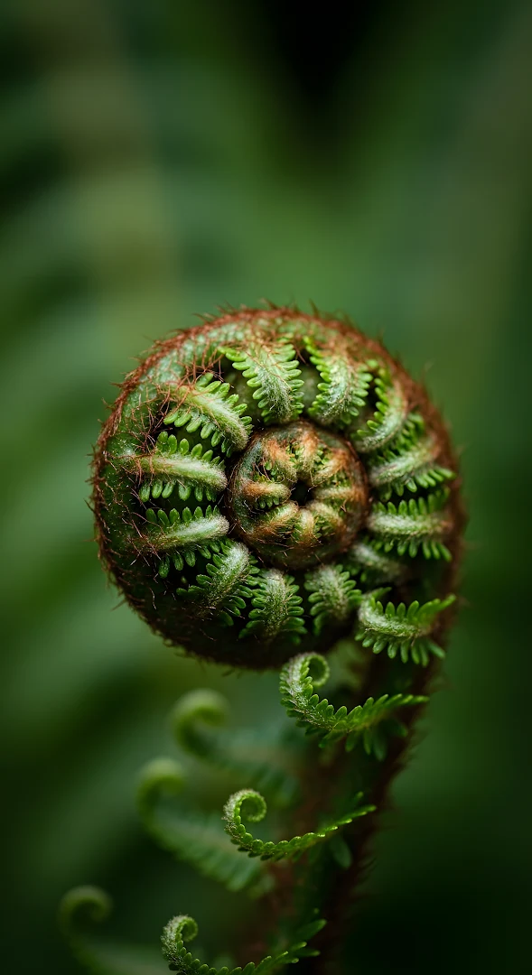 Unfurling Fern Fiddlehead Macro Close-up