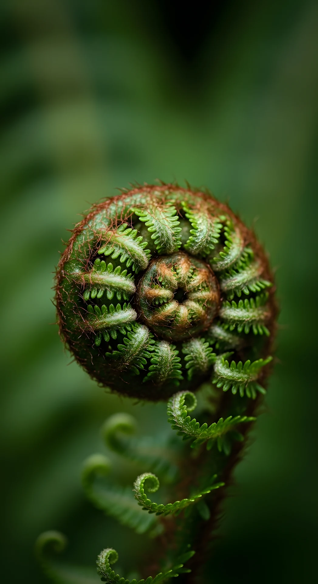 Unfurling Fern Fiddlehead Macro Close-up - Free 4K mobile Wallpaper