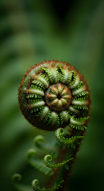 Unfurling Fern Fiddlehead Macro Close-up - Free mobile Wallpaper