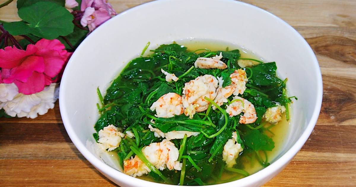 Canh rau má nấu tôm