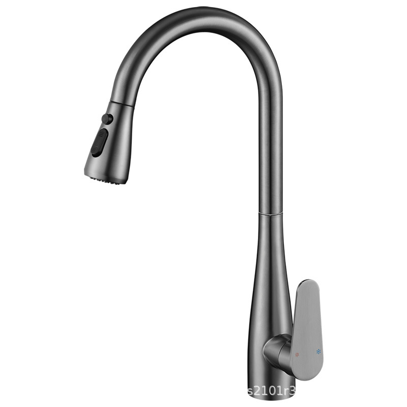 Kitchen faucet with pull-down spout, cold and hot water