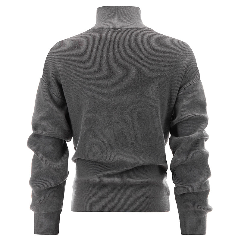 Herren-Strickpullover mit hohem Kragen und Reißverschluss