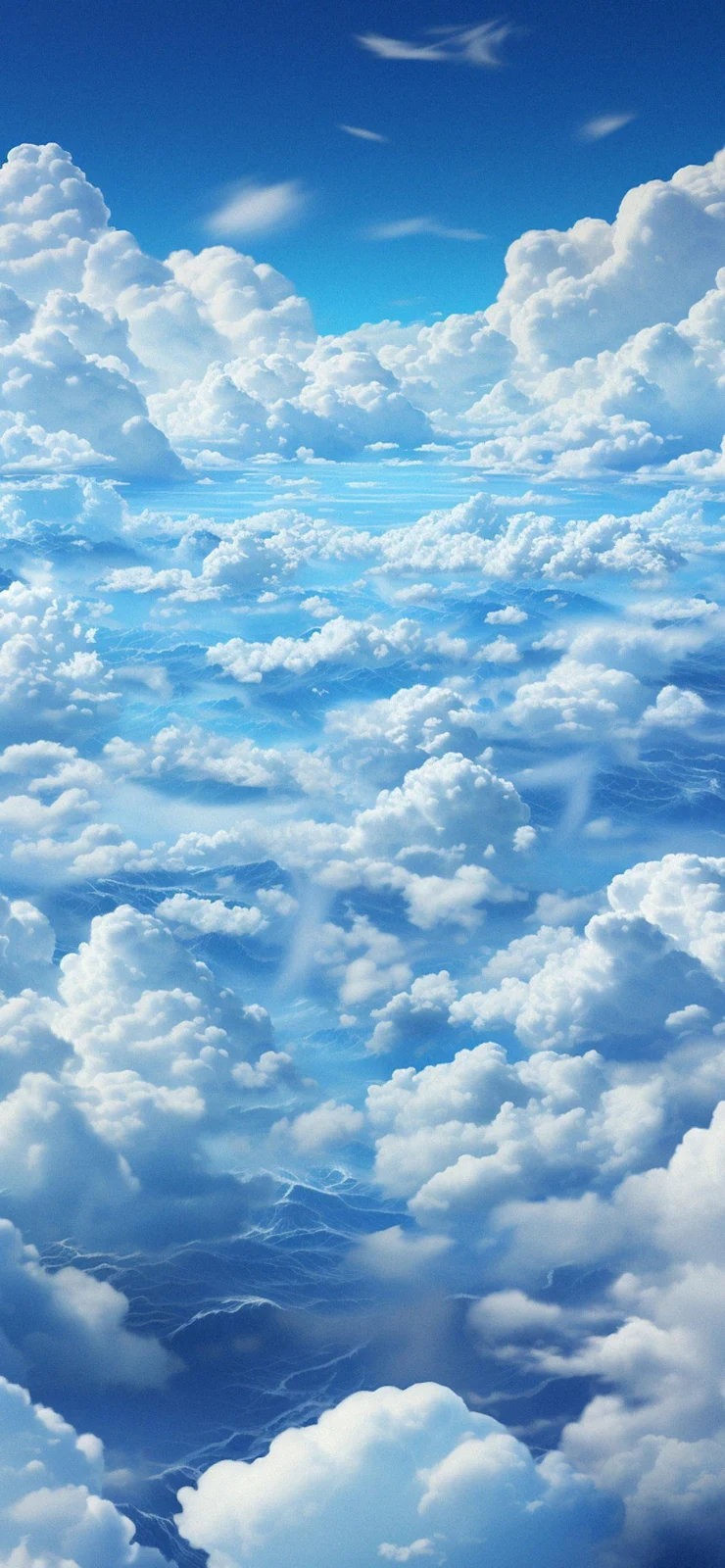 Fluffy Clouds In Blue Sky - Digital Anime Art Full HD iPhone Wallpaper (1284x2778)